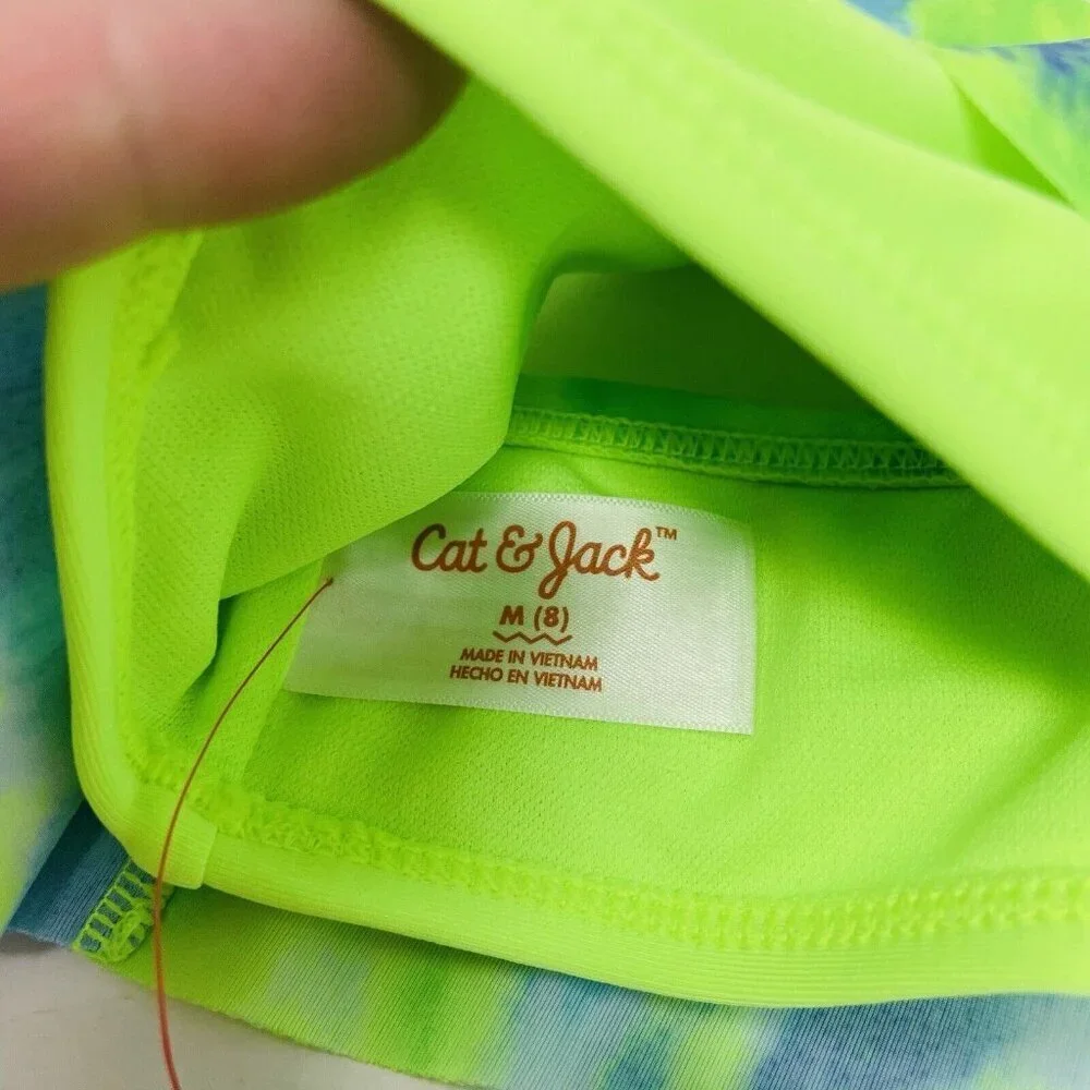 Cat‎ & Jack Youth Girls Medium Sweet Popsicle Tie Dye Bikini Top Blue/Green 1653